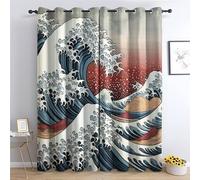 MLUNKQAIL Cortinas Salon PulverizacióN Cortina Ventana Estilo JaponéS Cortinas Termicas Aislantes Frio y Calor con Ojales Cortina Opaca Infantil 2 Piezas x 140 x 200cm(An x Al)