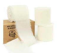Mlurcu Cinta de gasa color marfil de 1-1/2 pulgadas x 21 yardas, hecha a mano, cinta de seda de gasa estilo bohemio, cinta deshilachada para invitaciones de boda, ramos de flores de novia, arreglos