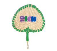 MLWSKERTY Accesorios Artísticos para Sesión De Fotos Abanico Mano con Bordado Letras Coloridas Artesanía Paja Transpirable Decoración para Eventos Aire Libre Abanico Mano Viaje