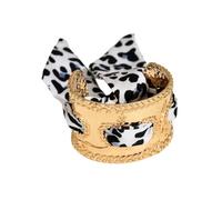 MLWSKERTY Bold Colorful Ribbon Cuff Bracelets Sturdy Alloy Design French-Inspired Floral Patterns Versatile Outfit Accent Multicolor Adjustable Hand Jewelry