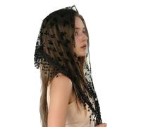 MLWSKERTY Bufanda Mantilla De Encaje Negro Para Celebraciones Temáticas Halloween Accesorio Elegante Y Ligero Para Cubrir La Cabeza Accesorio Nupcial De Poliéster Duradero