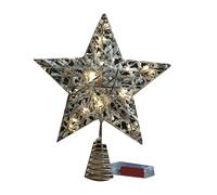 MLWSKERTY Christmas Tree Toppers Star Champagne Yarn Ornament with Solid Iron Frame for Indoors Outdoor Decoration Outdoor Christmas Star Decors