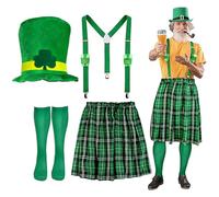 MLWSKERTY Conjunto de disfraz para el día del festival, sombrero de duende, medias altas hasta el muslo, delantal, suministros de fiesta para hombre y adulto