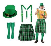 MLWSKERTY Conjunto de disfraz para el día del festival, sombrero de duende, medias altas hasta el muslo, delantal, suministros de fiesta para hombre y adulto