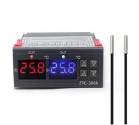 MLWSKERTY Temperature Thermostat Controller Digital Double Display Double Probe Sensors Heating Cooling for Greenhouse Electronic