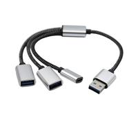 MLWSKKING Cable de extensión USB 2.0 1 a 3 adaptador multipuerto con puerto USB C para datos cable flexible del cable