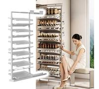 MLYAYE Organizador de zapatos extraíble, deslizante y flexible, color blanco, de 4 a 18 capas, grande, pequeño, de metal, extraíble(D-72cm/28'',14 - Tier)