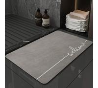 MlYJmer Alfombra de Baño de Tierra de Diatomeas - Absorbente y Secado Rápido, Alfombrilla de Ducha Antideslizante Fina, para Baño y Entrada,Gris,60x90cm