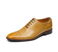 MlYJmer Amarillo,43.5 EU, Zapatos de Vestir Oxford de Cuero para Hombre, Zapatos Formales, Zapatos de Negocios y de Boda con Cordones