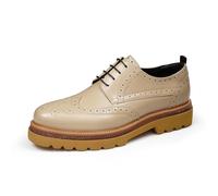 MlYJmer Beige,43.5 EU, Zapatos Brogue de Hombre, Zapatos Derby Casuales, Zapatos Formales Clásicos de Cuero con Cordones para Boda y Oficina
