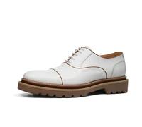 MlYJmer Blanca,40 EU, Zapatos Formales de Vestir Oxford Derby para Hombre Cordones - de Cuero para Boda, Fiesta y Negocios