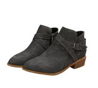 MlYJmer Botas de Mujer para Tobillo, Moda Casual, con tacón Grueso, deslizables, con Cremallera,Gris,41 EU
