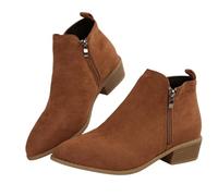 MlYJmer Botas de Mujer para Tobillo, Moda Casual, con tacón Grueso, deslizables, con Cremallera,Marrón,42 EU