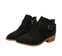 MlYJmer Botas de Mujer para Tobillo, Moda Casual, con tacón Grueso, deslizables, con Cremallera,Negro,39 EU