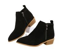 MlYJmer Botas de Mujer para Tobillo, Moda Casual, con tacón Grueso, deslizables, con Cremallera,Negro,42 EU