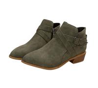 MlYJmer Botas de Mujer para Tobillo, Moda Casual, con tacón Grueso, deslizables, con Cremallera,Verde,39 EU