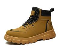 MlYJmer Botas de Seguridad Impermeables para Hombre, Botines de Trabajo Altos, Ligeros, con Plantilla antiperforación y Puntera de Acero,Amarillo,48 EU
