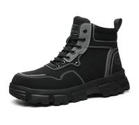 MlYJmer Botas de Seguridad Impermeables para Hombre, Botines de Trabajo Altos, Ligeros, con Plantilla antiperforación y Puntera de Acero,Negro,37 EU