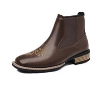 MlYJmer Botas Vaqueras para Hombre - Botines Chelsea de Punta Cuadrada para Hombre,Marrón,44 EU