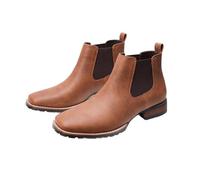 MlYJmer Botas Vaqueras Vaqueras para Hombre Botines de Punta Cuadrada Botines de Vestir,Marrón,43 EU
