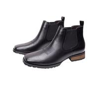 MlYJmer Botas Vaqueras Vaqueras para Hombre Botines de Punta Cuadrada Botines de Vestir,Negro,42 EU