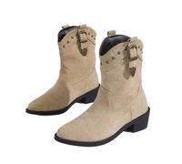 MlYJmer Botines de Mujer sin Cordones Estilo Retro Casual,Beige,43 EU