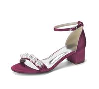 MlYJmer ,Burgundy,40 EU, Sandalias de Boda de tacón Bloque de satén para Mujer con Perlas, Zapatos de Novia, Sandalias de Vestir de Punta Abierta para Novia, Fiesta, Baile de promoción y Velada