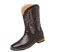 MlYJmer Hombres Cowboy Boots Bordado Western Boots Botas de Hombre a Media Pantorrilla,Marrón,41 EU