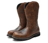 MlYJmer Hombres Cowboy Boots Bordado Western Boots Botas de Hombre a Media Pantorrilla,Marrón,44 EU