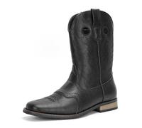 MlYJmer Hombres Cowboy Boots Bordado Western Boots Botas de Hombre a Media Pantorrilla,Negro,44 EU