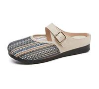 MlYJmer Mujer Mules Casual Zapatillas Planas Verano Mujer Lona Zapatos Cómodos,Gris,39 EU