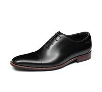 MlYJmer Negro,40 EU, Zapatos Formales de Vestir Oxford Derby para Hombre Cordones - de Cuero para Boda, Fiesta y Negocios