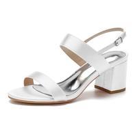 MlYJmer Sandalias de tacón Bloque para Mujer, Punta Abierta, Correa en el Tobillo, Zapatos de Novia para Boda, Sandalias cómodas de Vestir para Fiesta, Noche o Baile de graduación,Blanca,40 EU