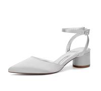 MlYJmer Tacones Cerrados para Mujer, Zapatos de Vestir para Mujer Zapatos de tacón para Fiestas de Bodas,Plata,39 EU