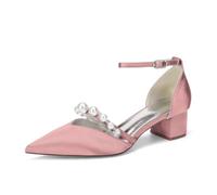MlYJmer Zapatos de Boda de Satén para Mujer Tacón Cuadrado con Perlas | Punta puntiaguda, Correa en el tobillo, Cómodo, Fiesta, Noche, Graduación, Vestido, Negocios, Ocasiones formales