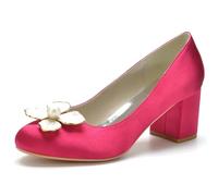 MlYJmer Zapatos de Boda para Mujer, Tacones de Bloque de Punta Redonda de satén, Zapatos de Novia para Vestido de Boda para Fiesta Nocturna, Baile de graduación, Dama de Honor,Rose,41 EU