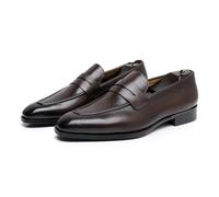 MlYJmer Zapatos de Cuero Formales para Hombre, Mocasines sin Cordones, Zapatos de Vestir para Negocios, Bodas y Uso Casual,Marrón,45 EU