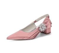 MlYJmer Zapatos de Fiesta de Boda de satén con Punta y Strass para Mujer | Casual, Correa al Tobillo, Slingback, Tacón Grueso, Noche, Baile de Graduación, Vestido, Negocios, Ocasiones Formales