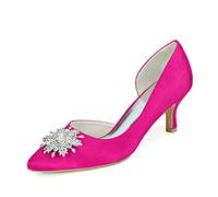 MlYJmer Zapatos de salón de satén para Mujer con Tacones Kitten, Punta Puntiaguda, Ideales para Bodas, Novias y Baile de graduación,Rose Red,43 EU