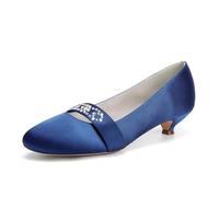 MlYJmer Zapatos de tacón bajo para Mujer, Estilo salón, Casuales, Formales, para Bodas y Fiestas nocturnas,Dark Blue,41 EU