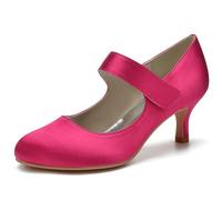 MlYJmer Zapatos de tacón bajo Tipo Mary Jane para Mujer, Elegantes Zapatos de Vestir de satén con Punta Redonda para Bodas, Novias, Fiestas y Eventos Formales,Rose,43 EU