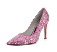 MlYJmer Zapatos de tacón Elegantes para Mujer con Punta en Punta y Brillantes de Diamantes de imitación para Boda, Fiesta de graduación y Fiesta Nocturna,Rosado,36 EU