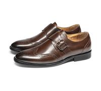 MlYJmer Zapatos de vestir con correa de monje para hombre, zapatos formales de negocios, cómodos, para bodas, oficina y uso diario, Brown, 42 2/3 EU