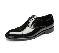 MlYJmer Zapatos de Vestir de Cuero Oxford de Punta Redonda para Hombre, Formales, para Bodas y Oficina,Negro,39 EU