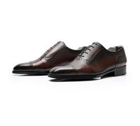 MlYJmer Zapatos de Vestir Formales Oxford Derby para Hombre con Cordones de Cuero para Bodas, Fiestas y Negocios,Marrón,46 EU