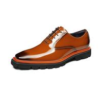 MlYJmer Zapatos de Vestir Oxford de Hombre de Cuero, Zapatos Formales, Zapatos de Negocios y de Boda con Cordones,Amarillo,40 EU
