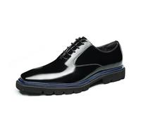 MlYJmer Zapatos de Vestir Oxford de Hombre de Cuero, Zapatos Formales, Zapatos de Negocios y de Boda con Cordones,Negro,38 EU