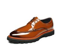 MlYJmer Zapatos de Vestir Oxford de Hombre de Cuero, Zapatos Formales, Zapatos de Negocios y de Boda con Cordones,Marrón,39 EU
