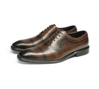 MlYJmer Zapatos Derby de Vestir de Cuero para Hombre Formales de Negocios Boda Fiesta Oxford,Marrón,44 EU