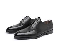 MlYJmer Zapatos Formales de Vestir para Hombre con Cordones, de Cuero Estilo Derby, Casual de Negocios,Negro,44 EU